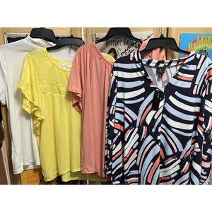 NWT- Women's Lot 4 Tops Blouses Eye Candy, French Laundry, Worthington, Claiborn